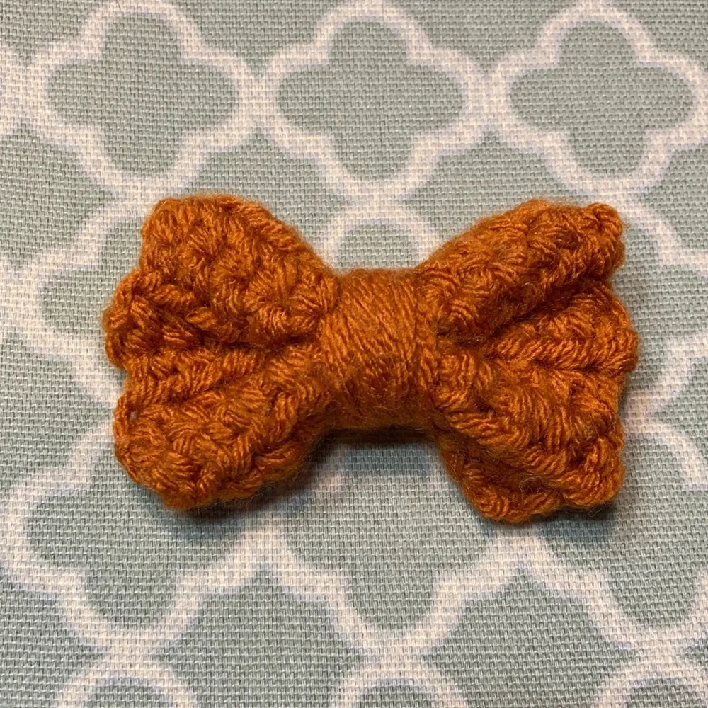 Rust Orange Crochet Bow Hair Clip